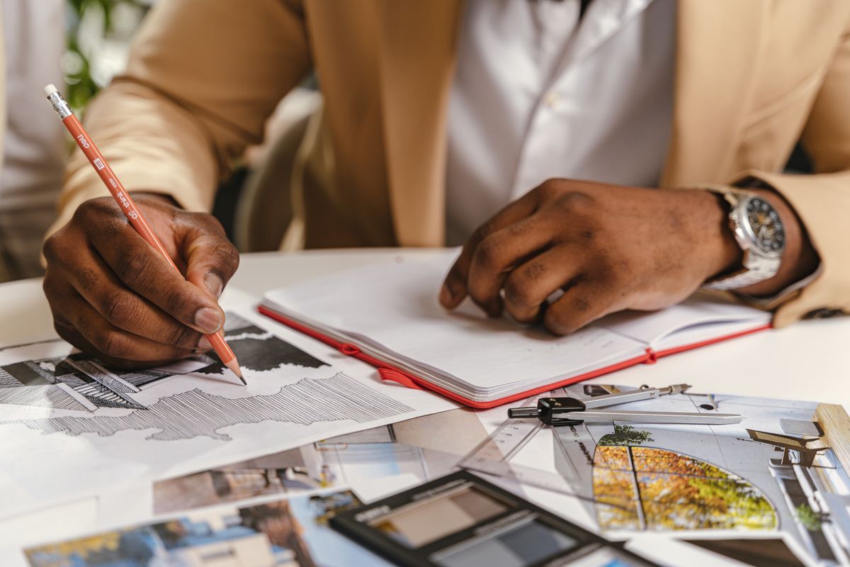 Architect preparing plans and project estimates