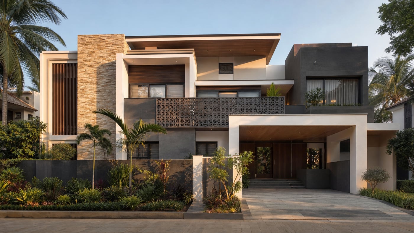 Premium contemporary Indian residential elevation design